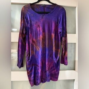 Purple and Pink Tie-Dye Mini Dress with Pockets. 
Soft and Cozy Lounge Wear!
